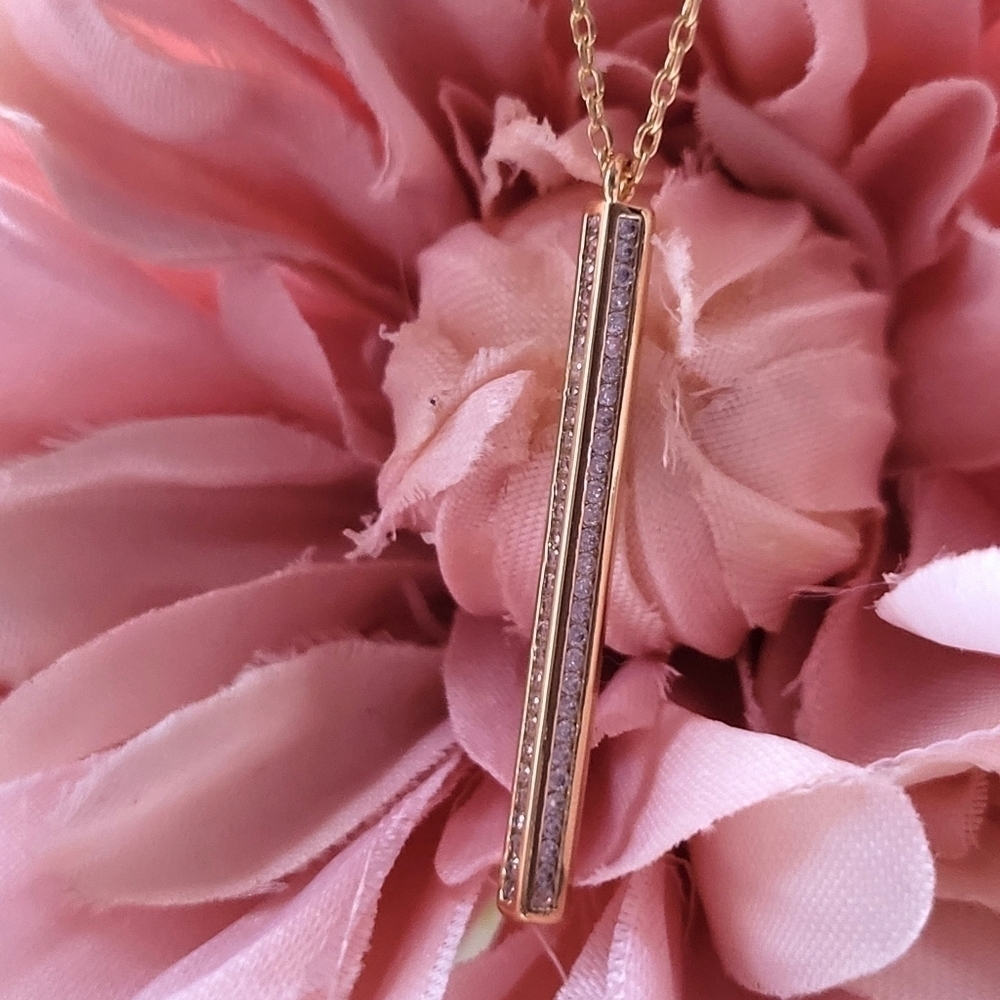 Adornia Swarovski Bar Necklace